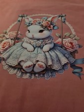 beautiful Rabbit DOLLS PRAM  or dolls COT  cover & PILLOW BEDDING SET