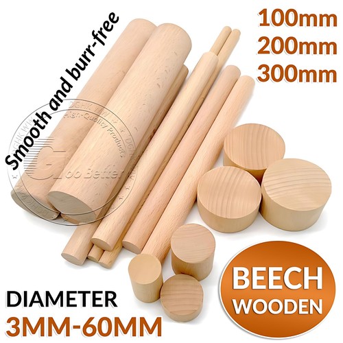 Beech wood dowels smooth rod - wood,