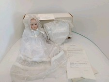 DANBURY PORCELAIN BABY DOLL BAPTISM CHRISTENING GOWN WITH MATCHING PILLOW