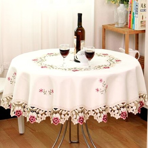 White embroidered tablecloth - white,