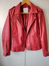 Mango Red Leather Biker Jacket