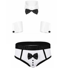 UK Men's Waiter Tuxedo Cosplay Lingerie Suits Role Play Costume Outfits Clubwear