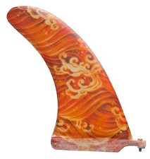 Surfboard Honeycomb Longboard Fin 9” Inch + Plate & Screw.SUP Mal fins. Orange.