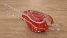 Glass 6" Clear Red Dolphin