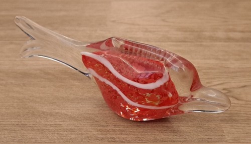 Glass clear red dolphin - glass,