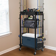 Metal 10 Rods Fishing Rod Pole Rack Holder Display Stand Fishing Gear Organizer