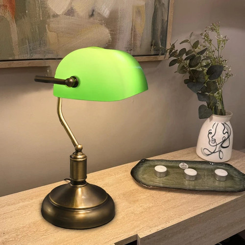 Banker lamp green glass shade - glass,