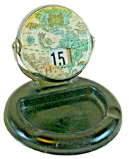 Vintage Perpetual Flip  Desk Calendar America Map World Metal with Trinket Tray