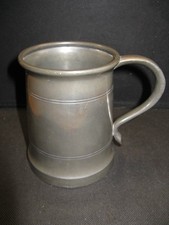 ANTIQUE TUDRIC (LIBERTY) HAMMERED PEWTER TANKARD 5032 GLASS BOTTOM THE LAST DROP