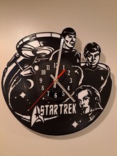 Star Trek Vinyl LP Laser Cut Wall Clock With White Backboard