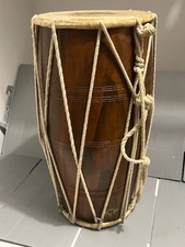 Vtg Indian Wooden Dholak/Dholki Drum Handmade Percussion Music Nabi & Sons