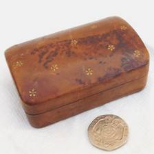 Leather stud box vintage with embossed pattern on lid G