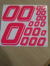 Fluorescent Pink W/Wht #0's  Racing Numbers Vinyl Decal Sheet 1/10-1/12 r/c car