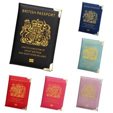 UK British Passport Holder Wallet Men Women Travel PU Leather Passport Cover