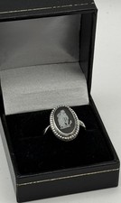 Vintage Sterling Silver Wedgwood Black Jasperware Cameo Ring