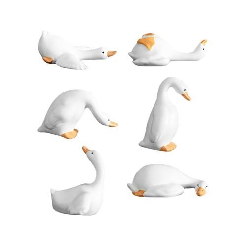 6pcs miniature white - white, geese