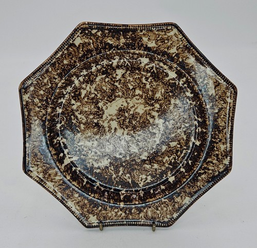 Brown spongeware plate - spongeware,