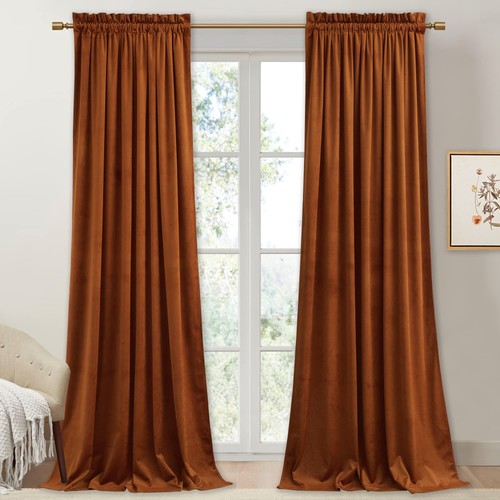 Burnt orange velvet curtains - burnt,