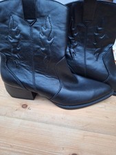 Ladies Pull-on cowboy boots by M&S, size 6 , black embossed, new no box