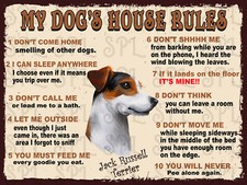 Jack Russell Terrier My Dog's House Rules Retro Metal Tin Sign Plaque Gift