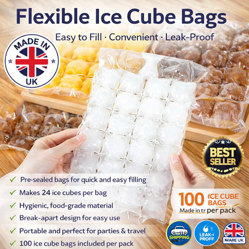 100 ice cube freezer bags - 100, 2400