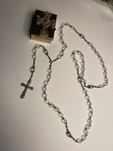 Rosary necklace clear beads - necklace,
