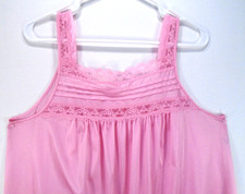 Vintage Deena Sleeveless Pink Short Nightie Nightgown Lace Nylon LG