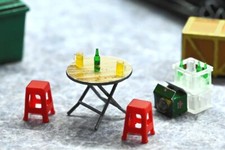 1/64 Diorama Folding Tables Model Stools Beer Glasses Garage Scene Display Model