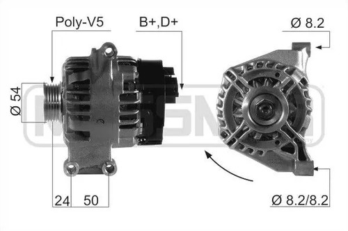 Alternator with ribbed belt - with,