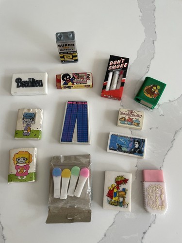 Vintage novelty erasers job - erasers,