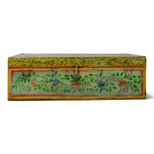 Vintage Metal Indian Hand Painted Travel Trunk Chest