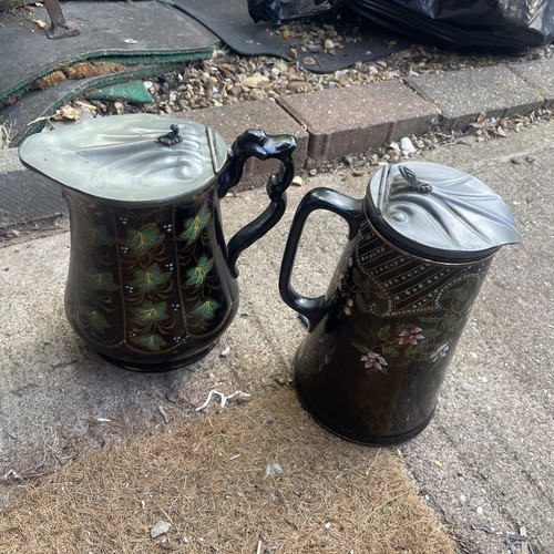 Pair antique jackfield - jackfield, pewter