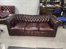 Oxblood Red leather chesterfield 3 Seat sofa UK DELIVERY £95