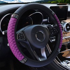 Purple Car PU Leather Diamond Steering Wheel Cover Accessories For 15''/38cm