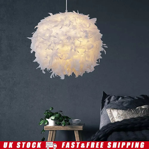 Fluffy feather light lamp - feather, light/lamp
