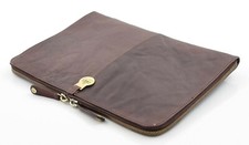 Distressed Brown Leather Folio Case iPad Tablet Cover A4 Document Underarm Bag 