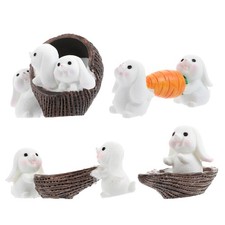  4 Pcs Bunny Tabletop Decoration Mini Rabbit Ornaments Models Adorable