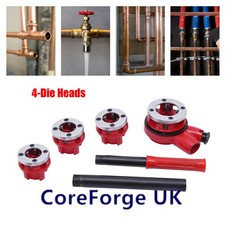 Ratchet Pipe Threader Iron Tube Pipe Threading Kit 1/2''-1-1/4'' BSPT 4Die Heads