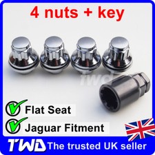 4x ALLOY WHEEL LOCKING NUTS - JAGUAR XF XF-R XE (M12X1.5) CHROME LUG BOLT [0Lb]