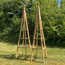 Wooden Garden Obelisk 1.5m Climbing Plant Support (Set of 2) Pyramid Trellis