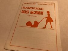 RANSOMES Sims & Jefferies Original 1967 Grass Machinery Mowers Price List