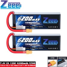 2x Zeee 6200mAh 7.4V 2S LiPo