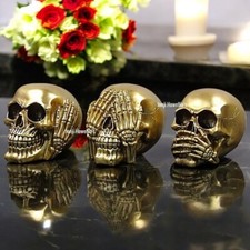Three Wise Gold Skull See Hear Speak No Evil Ornament Skulls Gothic Home Decor