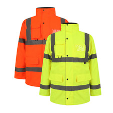 Hi Vis Viz Traffic Jacket High Visibility Waterproof Security Padded Parka Coat