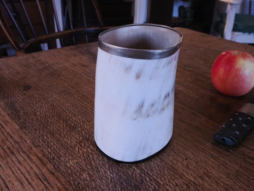 Antique cow horn pencil pot - antique,