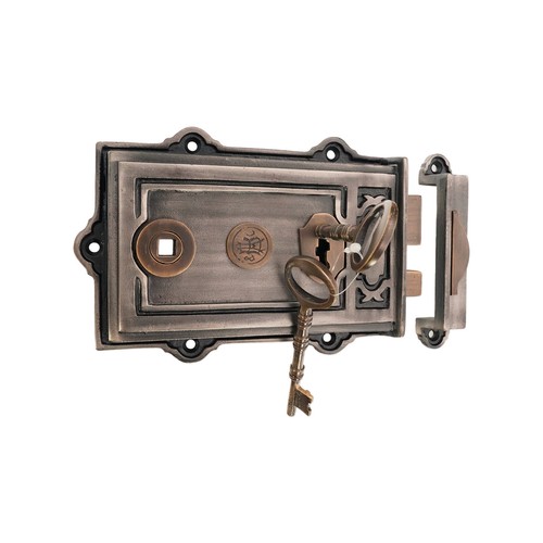 Rim lock traditional iron - lock, shed