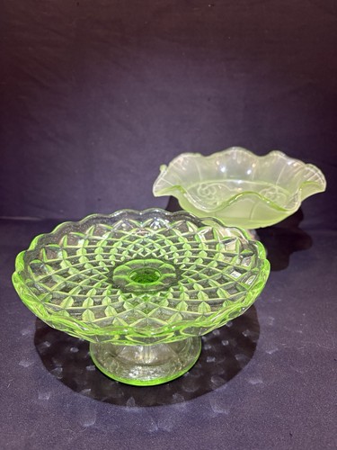 Two green vintage glass - vintage, cake