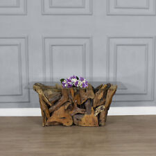 Teak Driftwood Rectangular Coffee Table with Toughened safety glass top
