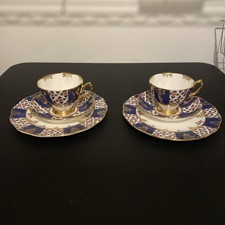 Royal Albert 100 Years 1900 Blue Regency Tea Cup, Saucer & 20cm Plate Set of 2