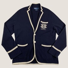 Polo Ralph Lauren Cricket Club Blazer Jacket Cashmere Silk Cotton Men's XL Navy
